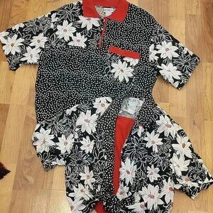 Koret Blouse Boho Floral Polka Dot 2-PC Coordinating Set Vintage 90s Red…